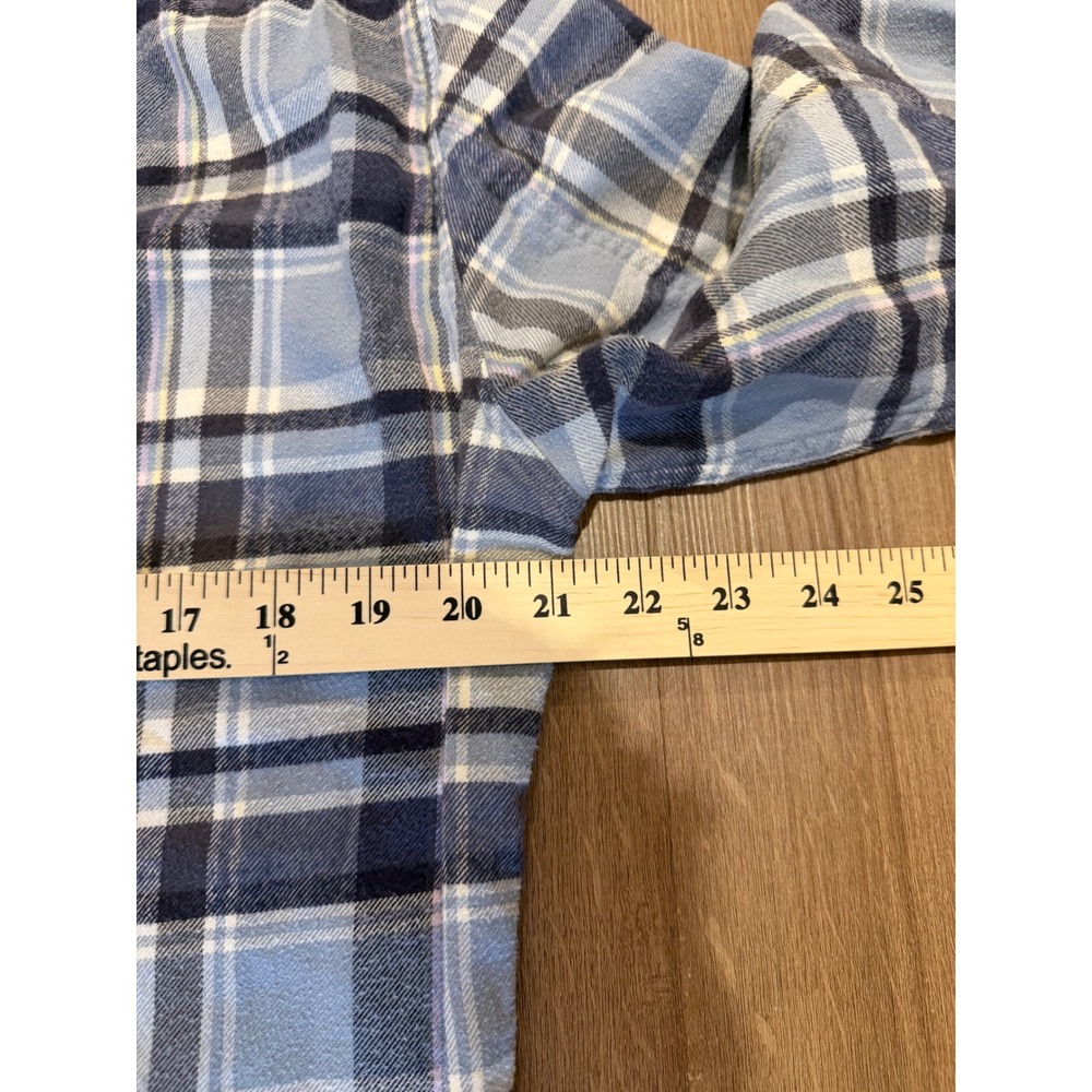 J.Crew Flannel Shirt Mens L Blue Plaid Slim Fit Cotton Long Sleeve 92937 - Picture 5 of 6